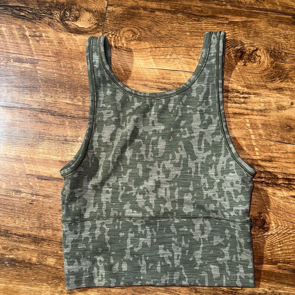 Lululemon‎ Green Camo Sports Bra Athletic Cropped Top Women's NO SIZE